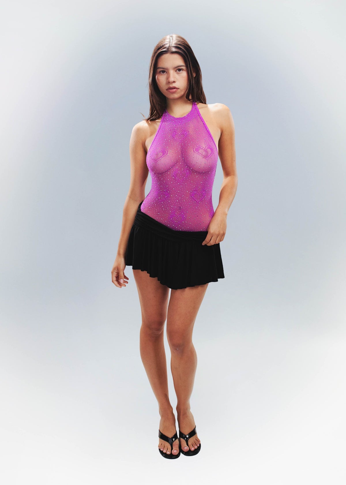 Halterneck Heart Bodysuit Purple