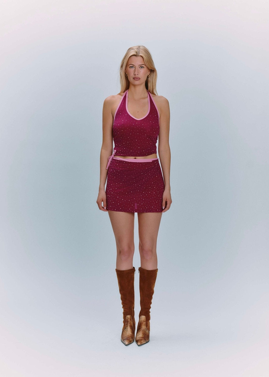 Paloma Wrap Skirt Burgundy - Ciberia.shop