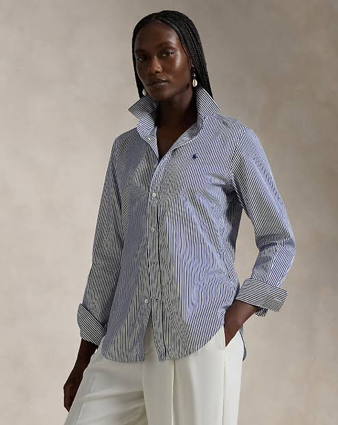 Blue White Striped Cotton Shirt